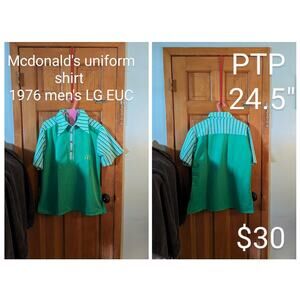 Men's Large Vintage 70s McDonald's Uniform Shirt Lime Green